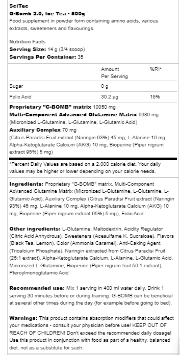 Scitec G-Bomb 2.0 - 500 g Ice Tea - Image 2