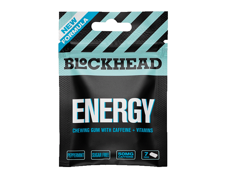 BUY 1 GET 1 FREE Blockhead Energy Peppermint Caffeine Gum 7 Pieces /1 Pack